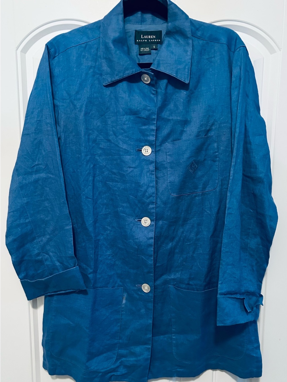 Ralph Lauren Blue Linen Button-Front Shirt